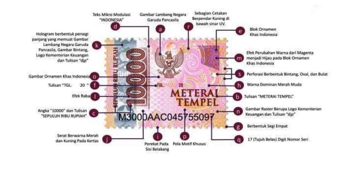 Screenshot penjelasan fisik materai 10.000.